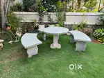 stone bench and table