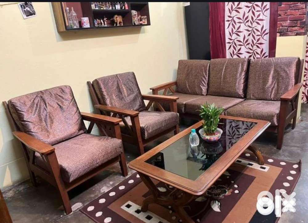 Wooden Sofa with Center Table