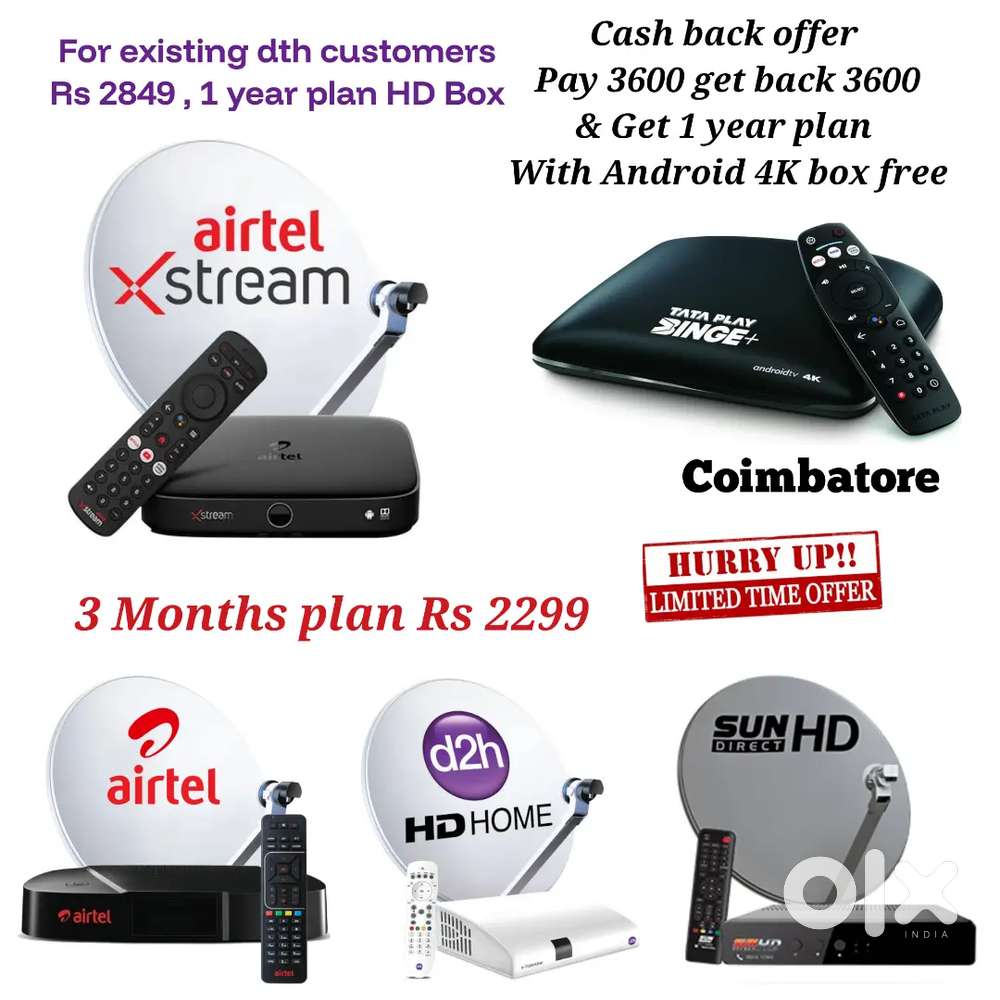 AIRTEL DTH ! TATÀ ! SUNDIRECT ! PLÀY ! DISHTV ! VIDEOCON D2H ! LED TV
