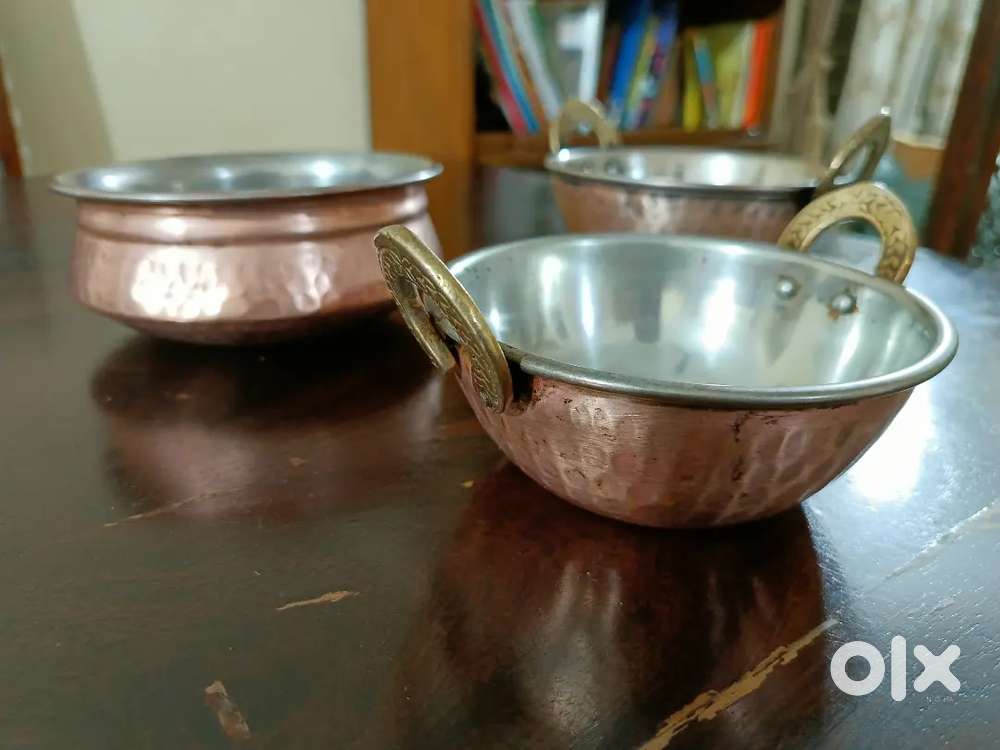 Copper bottom heavy serving bowls