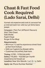 Need Cook for our Cart