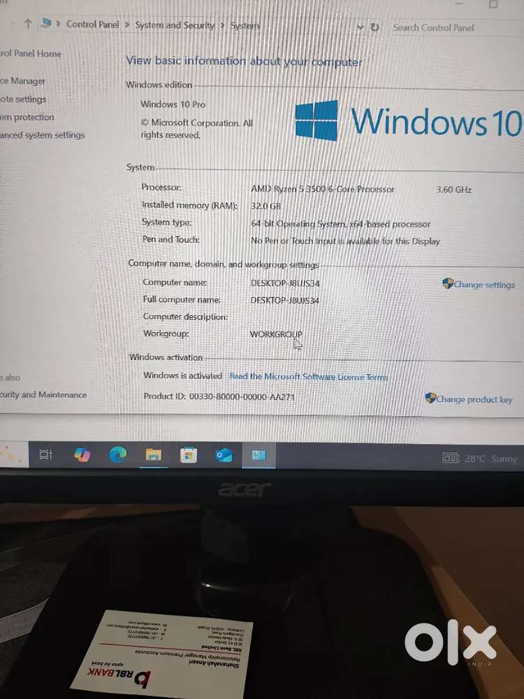 Gaming pc Ryzen 3500 with gigabyte 1630 4gb gpu
