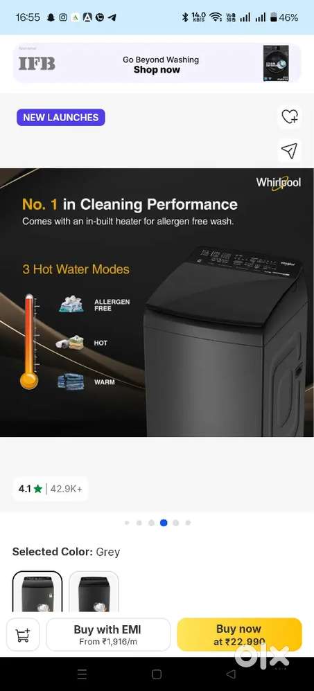 Whirlpool 9 kg fully automatic washing machine Less than 1 month used