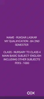 TUTION NURSARY TO CLASS 4