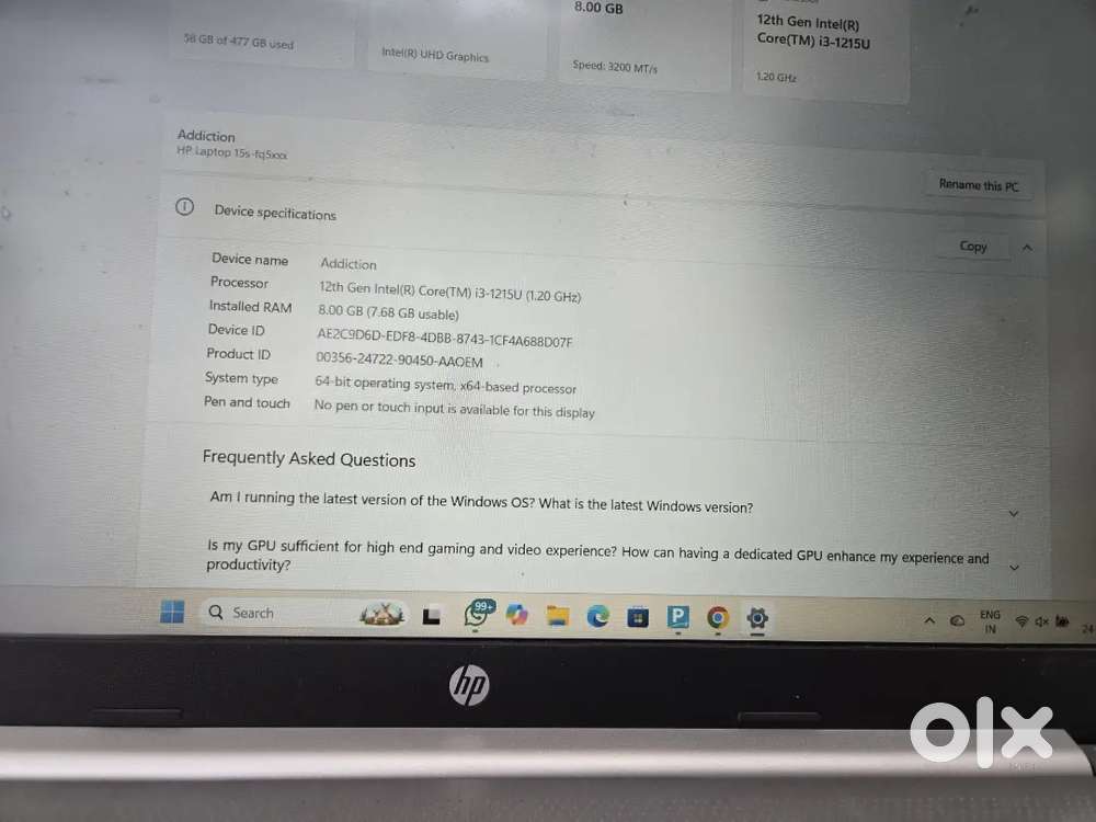 Hp laptop i3