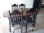 Plywood Wood Dining Table with 4 Chairs – Well Maintained – Quick Sale