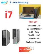 Cash on home delivery  Monitor - 22-inch  Keyboard Mouse  Ram - 8GB DD