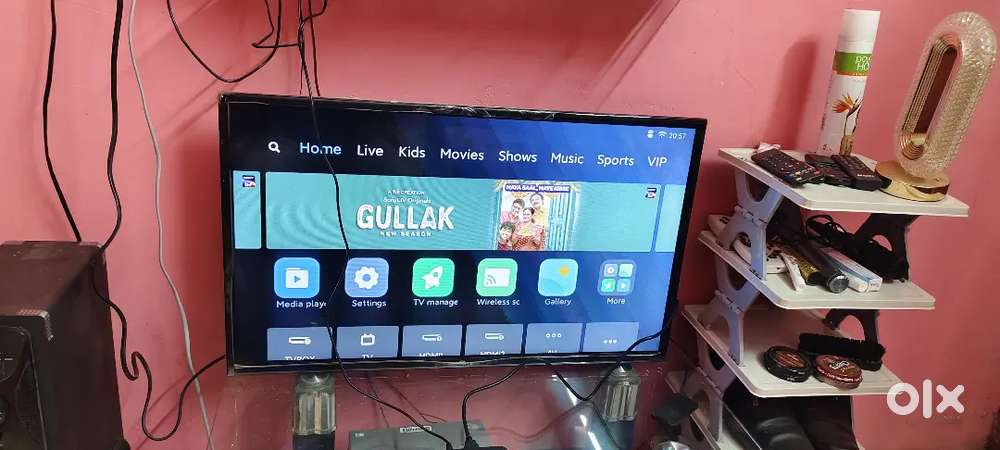 MI LED TV KDM Tower speaker and android box