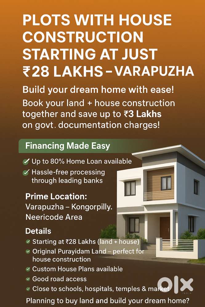 Plots with House Construction Starting at Just ₹28 Lakhs – Varapuzha