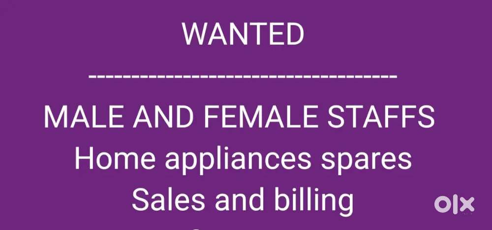 Male and female staffs wanted