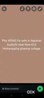 40X60plot for sale near KLE Homeopathy & pharma college basavankudchi