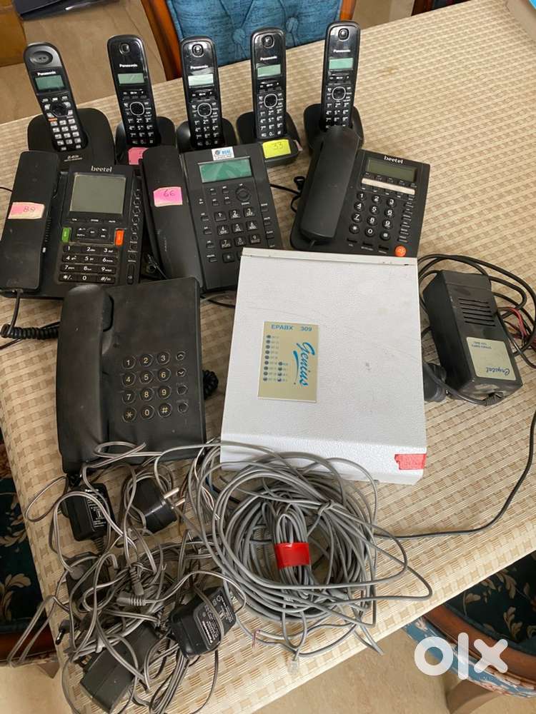 EPABX System 8 lines with 5 Cordless + 3 Wired Phones –Complete set