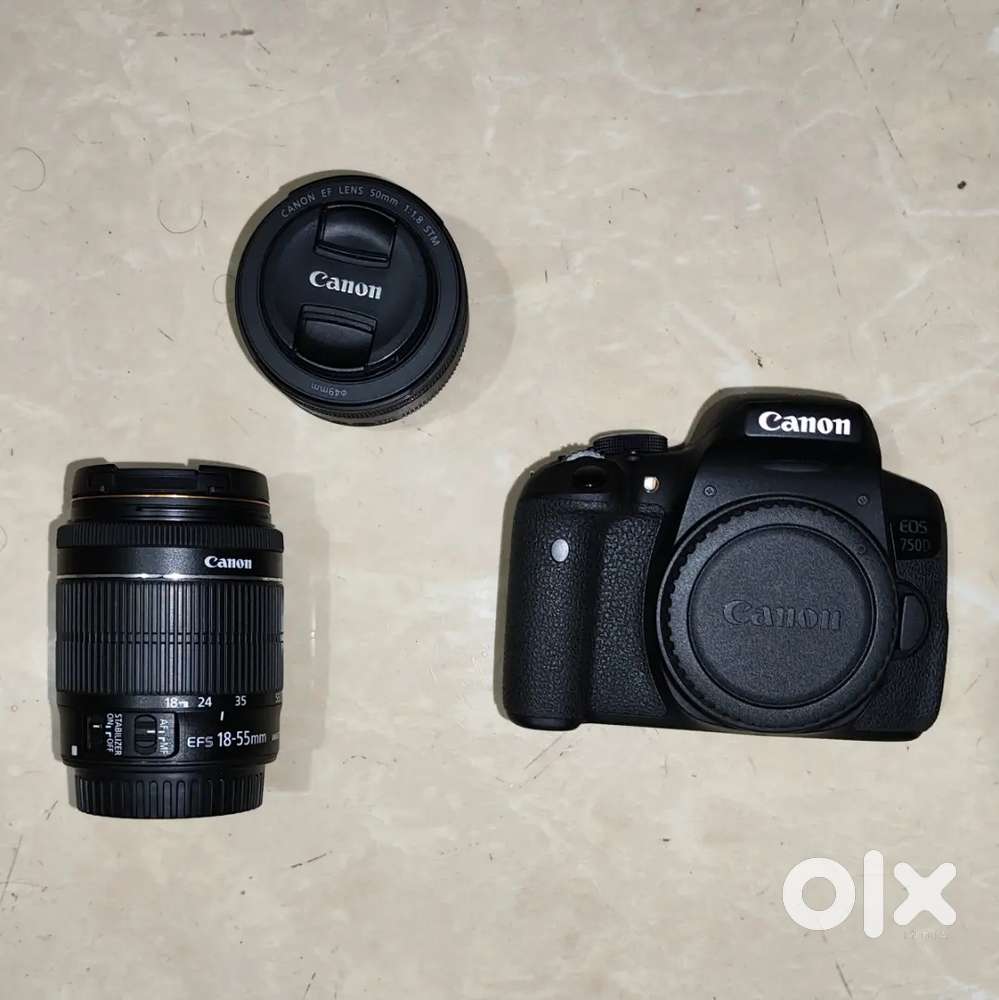 Canon 750D with 50mm f1.8 prime lens and kit lens