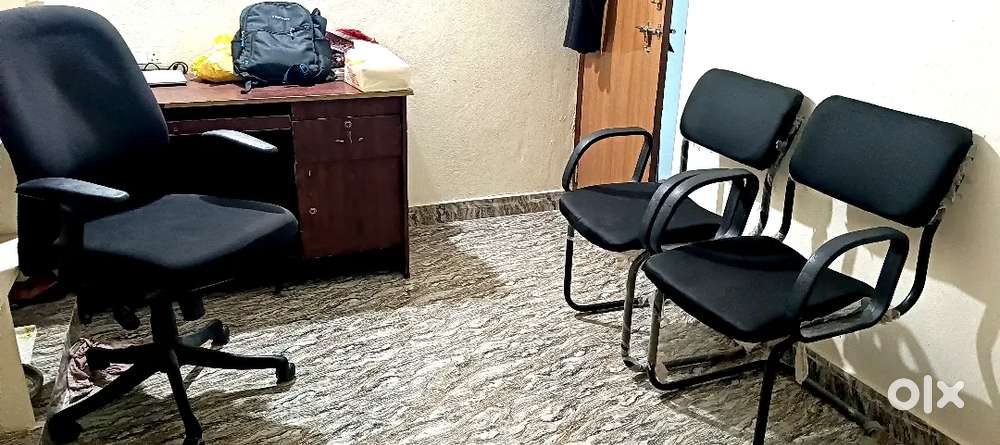Computer table, Moving study chair and 2 imported cushion chair.