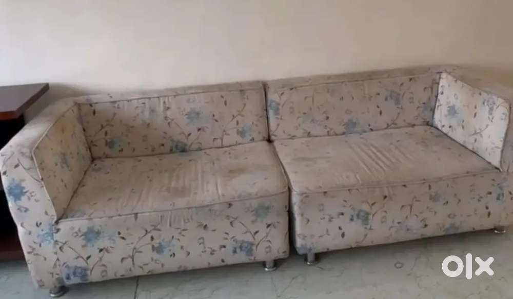 2 piece very soft white floral printed sofa