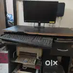 Desktop and cpu with printer