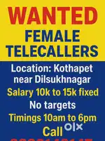 We are Hiring Female Telecallers