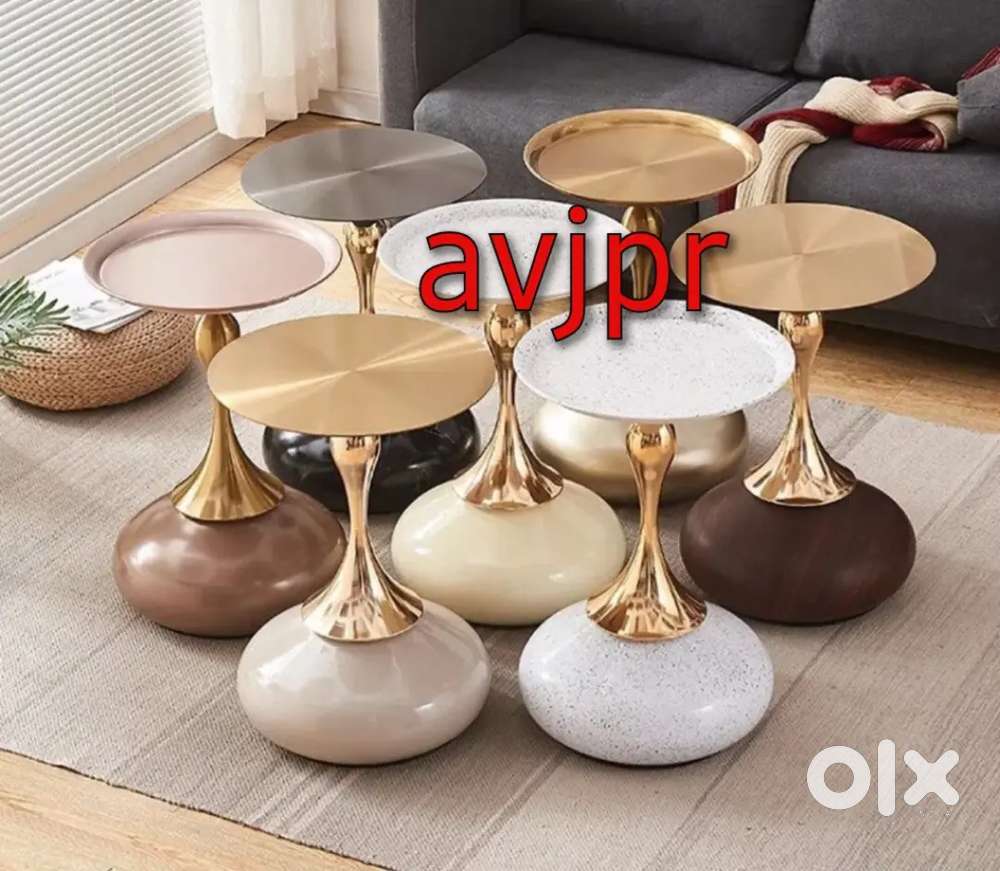 Luxury Modern Side Table Elegant Golden & White Design Cafe just ₹2299