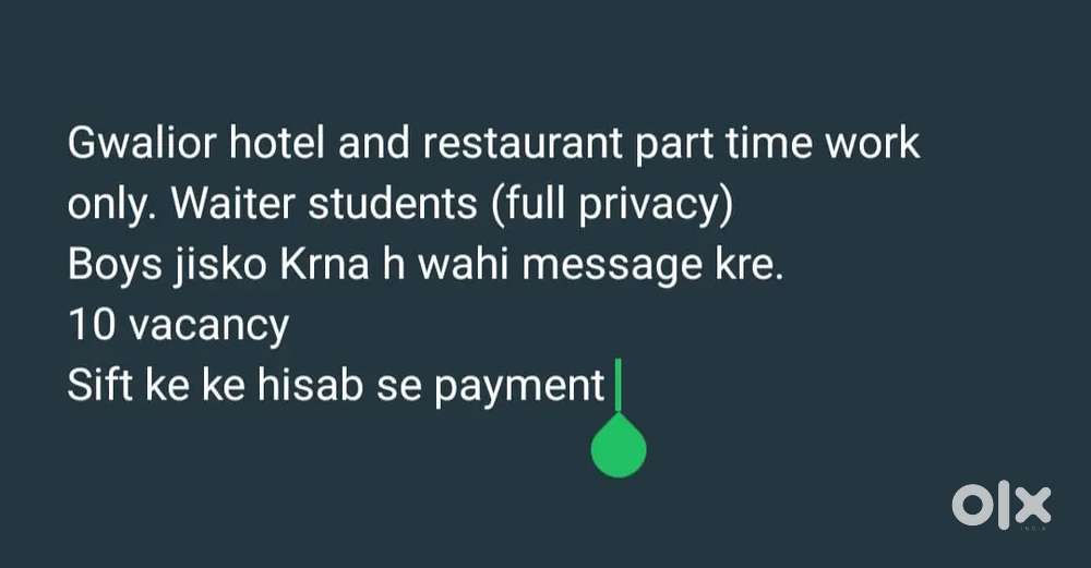 Restaurant and hotel waiter part time