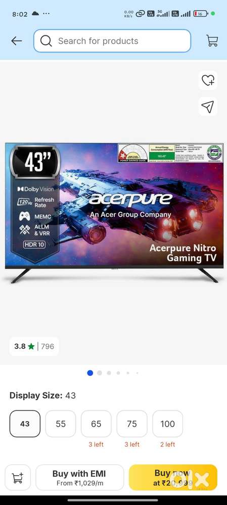 Acer Nitro 4k 120hz qled 43 inch