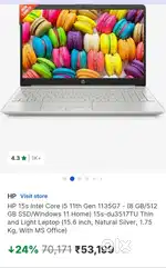 HP 15s Intel Core i5 11th Gen 1135G7