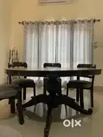 Beautifully carved Taali Wooden Dining Table with 6chairs- Brown Shade