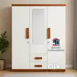Modern 3-Door Wardrobe with Mirror & Drawers
