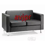 New Modern 2 Seater Black Leather Sofa – Stylish & Comfortable cafe