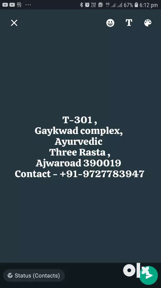 T - 301 ,Gaykwad Complex, Ayurvedic three rasta ,Ajwaroad ,390019