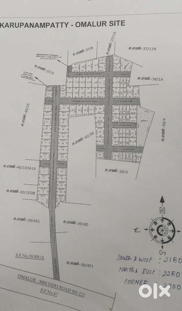 DTCP APPROVAL PLOTS FOR SALE OMALUR to MECHERI VIA