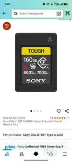 Sony CF express card 160GB For FX3 and more