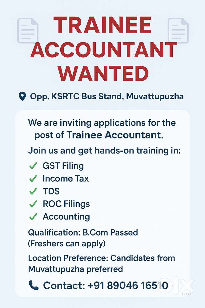 Trainee Accountant, Fresher