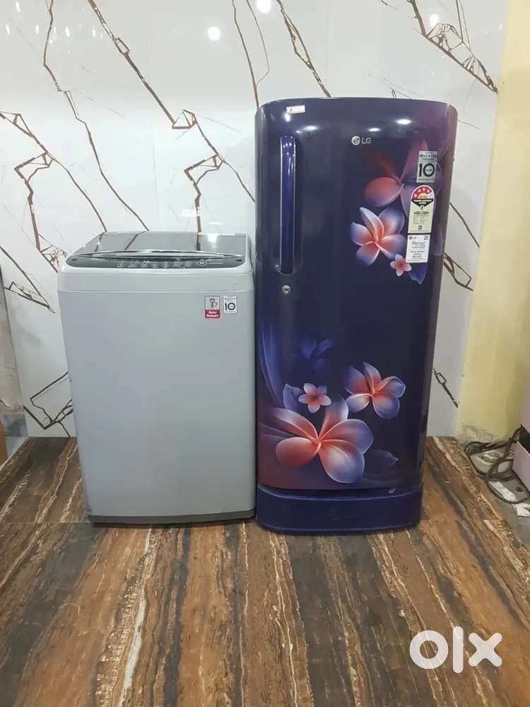 Lg inveter single door refrigerator and lg top load washing machine $