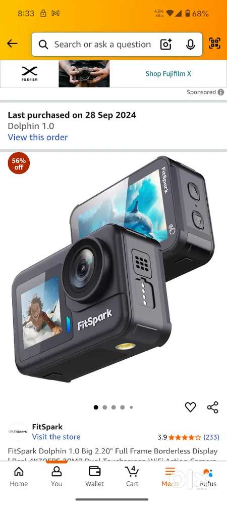 Action camera Real 4K 20MP dual touch screen smart remote wireless mic
