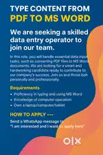 WFH - Remote Job  We are currently hiring for Data Entry / Typing Work