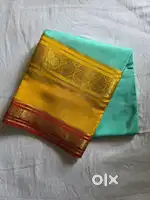 Teal Green and Mustard Yellow Mysore Crepe Silk Saree