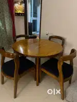 4 seater solid wood dining table set