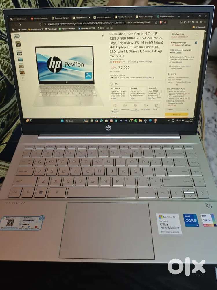 HP Pavilion i5 11Gen  8GB 512GB  Backlit  Win11  Excellent
