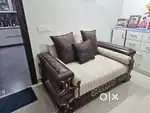 2 seater Royal heavy wood Sofa and 1 Recliner single seater branded