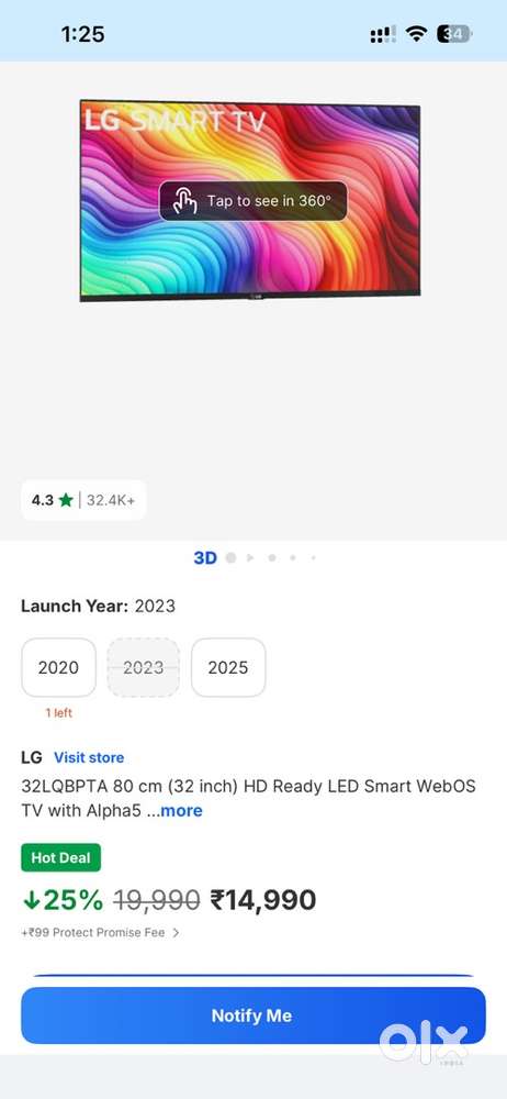 LG TV 32inch HDR 32LQBPTA