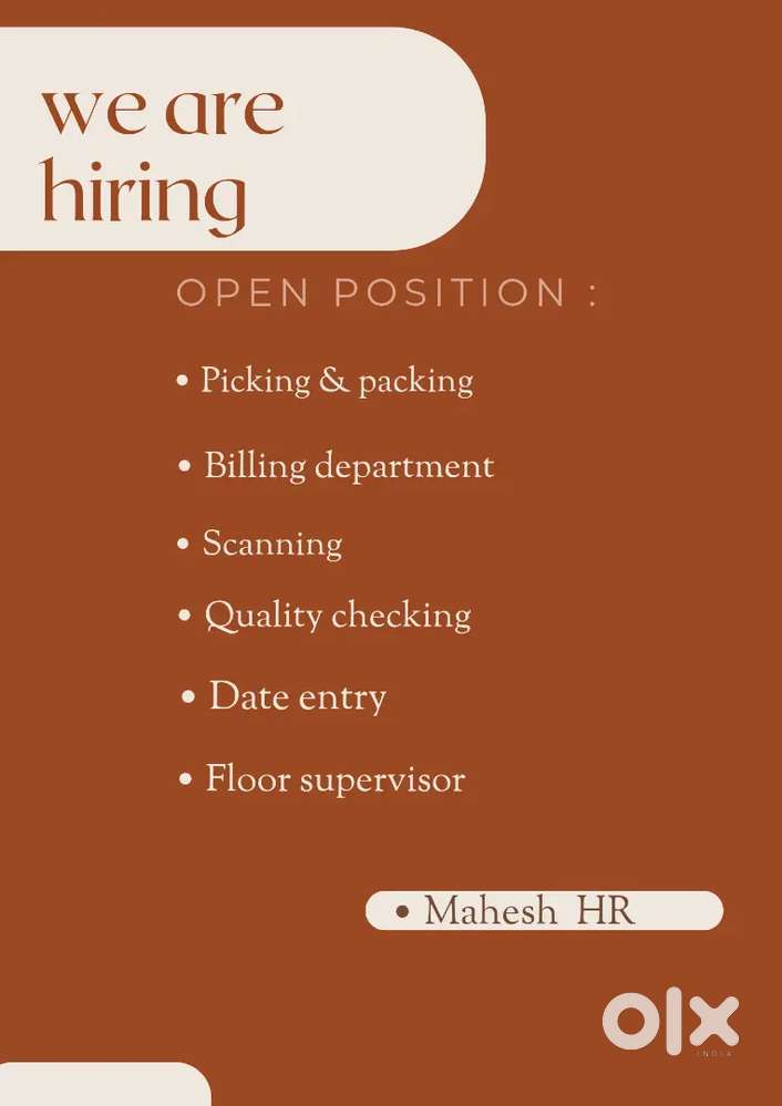 We are hiring for warehouse and hubs