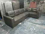 Leather fabric cloth unique model L shape sofa set