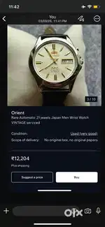 Rare Vintage Orient  (Tri Star) Automatic 21 Jewel