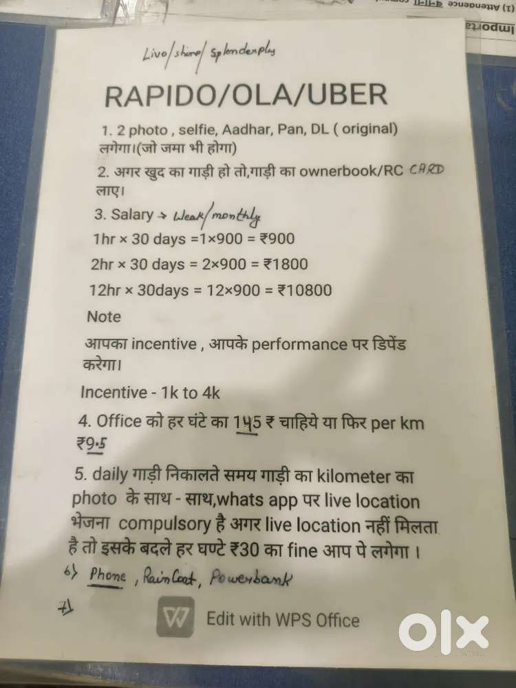 Ola/uber/ rapido driver