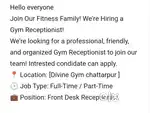Gym receptionist