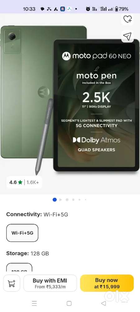 Motorola Pad 60 NEO Box Pack WIFI+Calling 8 GB 128 GB at  Only Rs15500