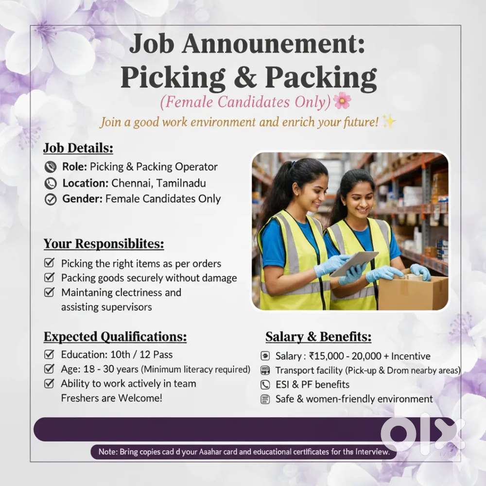 Female Staff Vacancy – Urgent Hiring!