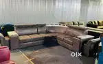 L shape sofa brown colour
