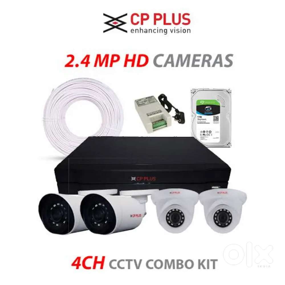 CP PLUS CCTV CAMERA 4 CHANNEL COMPLETE SETUP WITH 2 YEARS WARRANTY