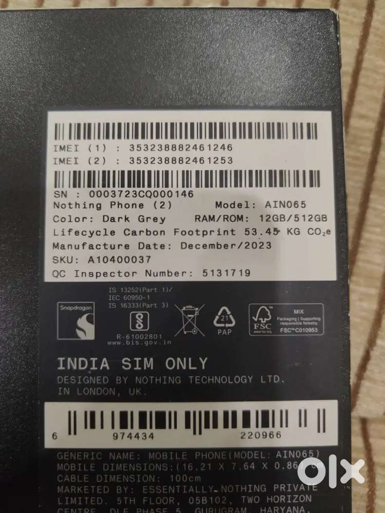Nothing 2 12gb 512 storage